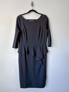White House Black Market Black Low Back Long Sleeve Dress